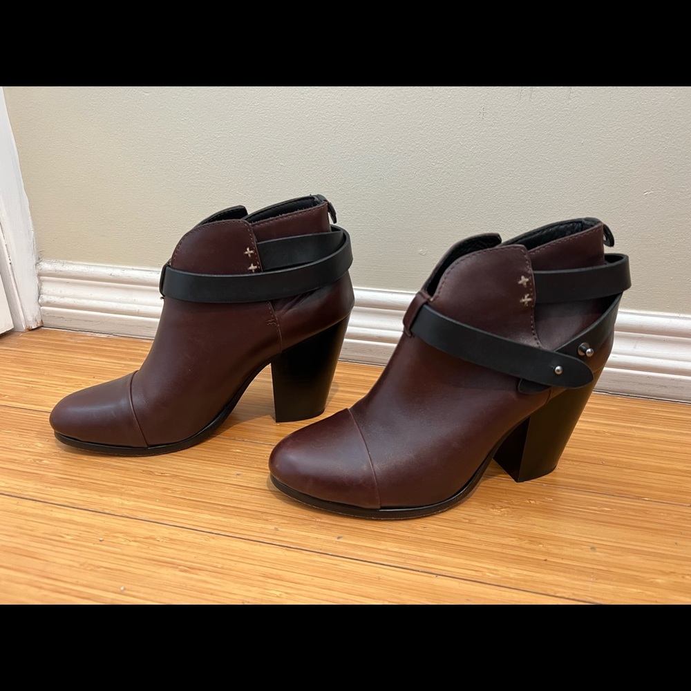 Rag & Bone Harrow Brown Leather Ankle Booties - Size 38.5
